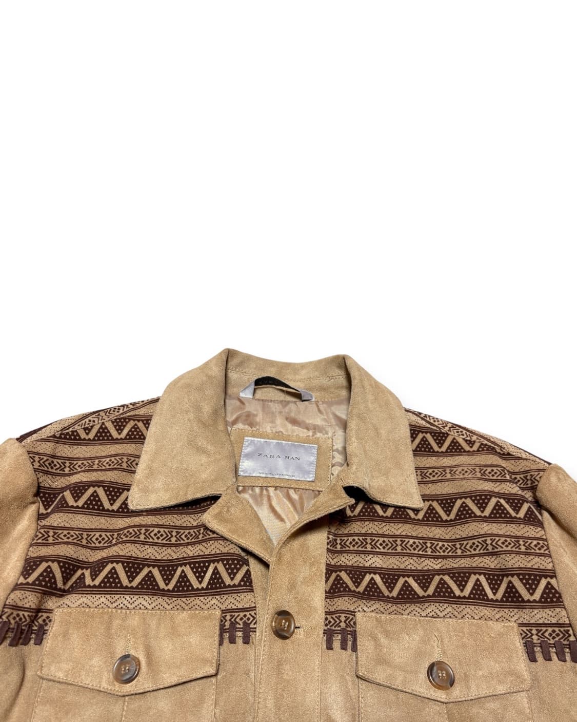 Zara Man Ethnic Pattern Suede Jacket 상품이미지2