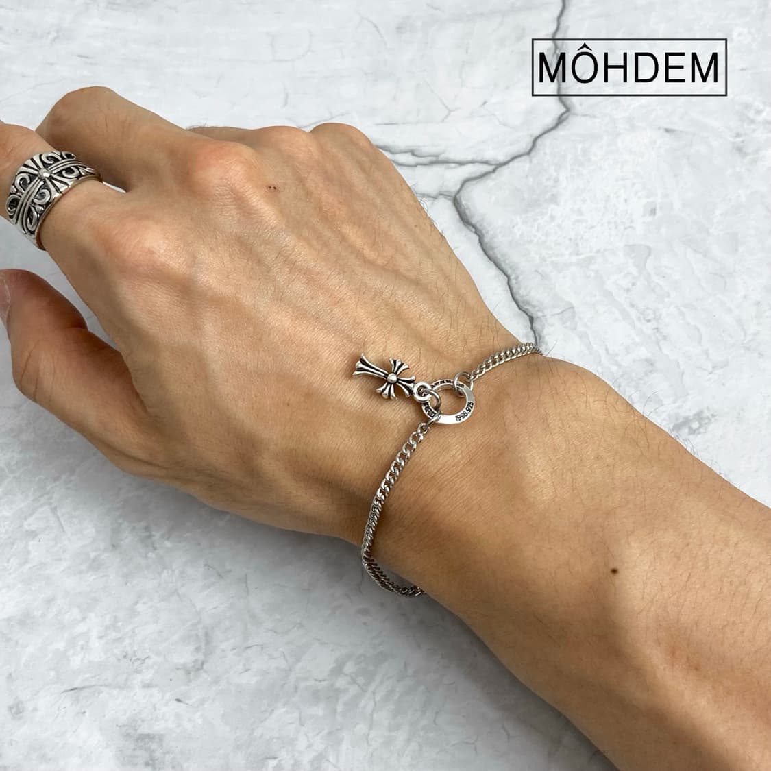 크로스3 실버 체인팔찌 상품이미지2