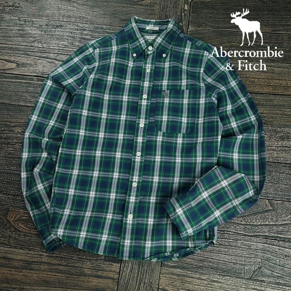[아베크롬비] 로고 자수 체크 셔츠 M19376 상품이미지1