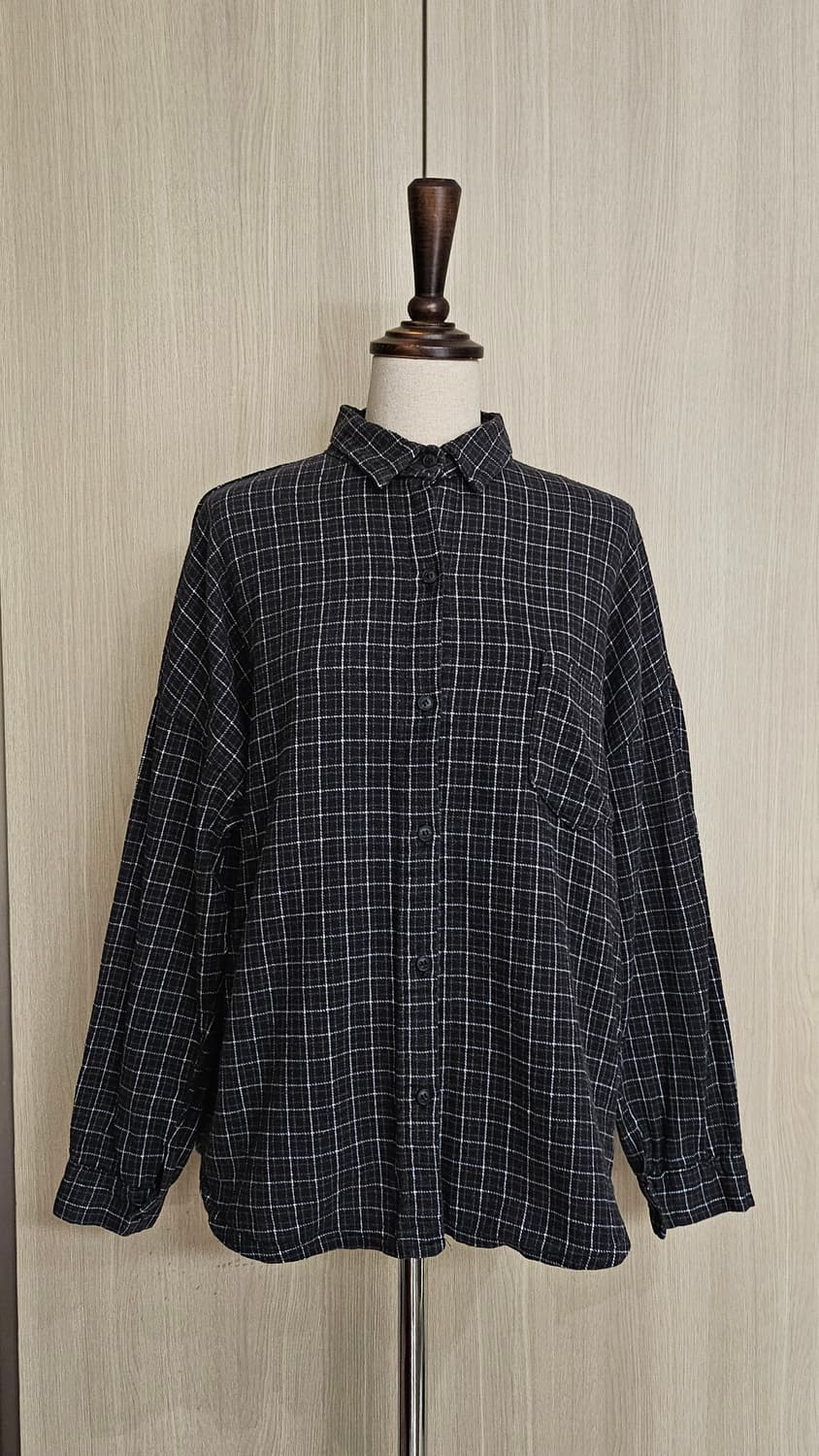 Stylish 체크 박시핏 따뜻한 휘뚜루마뚜루 남방셔츠 55~77 상품이미지2