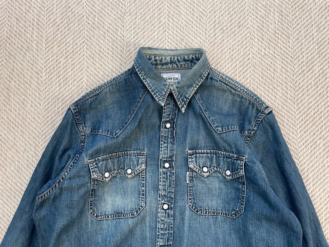 8~90s 에드윈 웨스턴 데님셔츠  상품이미지2