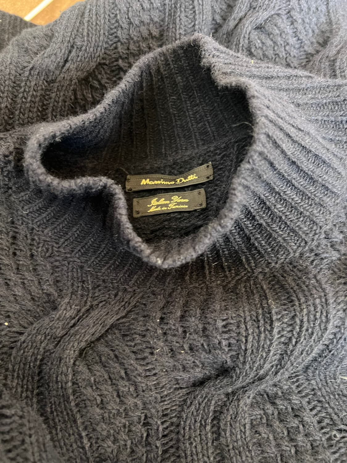 마시모뚜띠 남성 네이비 케이블니트 하프터틀넥니트 상품이미지5