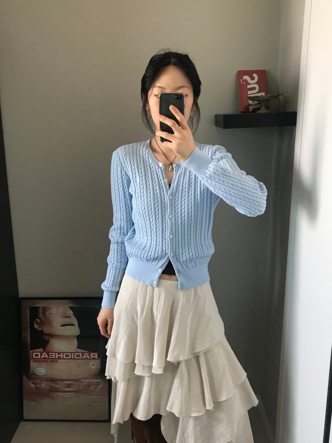 폴로 랄프로렌 QR코드 케이블 니트 가디건 스카이블루 상품이미지1