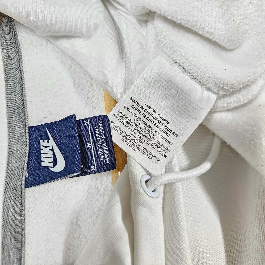 M 95-100 나이키 화이트 스몰스우시 후드티 상품이미지4