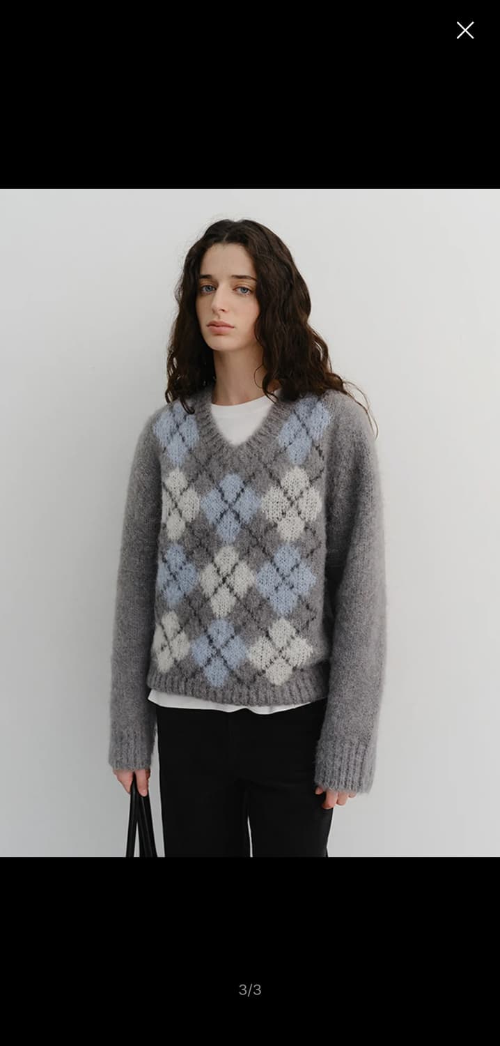 DUNST 던스트 아가일 알파카 니트 S 상품이미지1