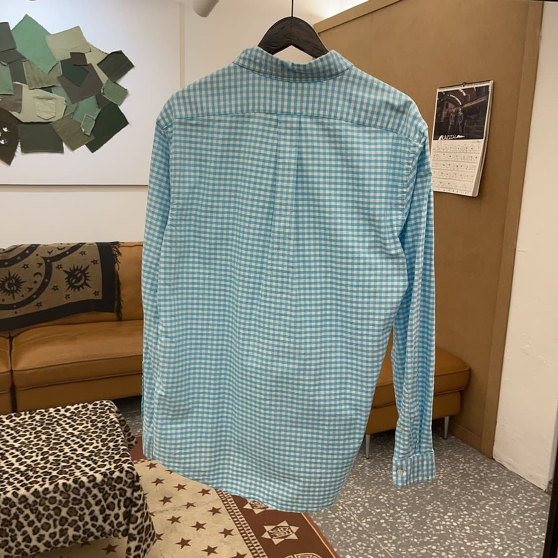 폴로 랄프로렌 커스텀핏 핑크포니 스카이블루 체크 셔츠 L C09703 상품이미지4