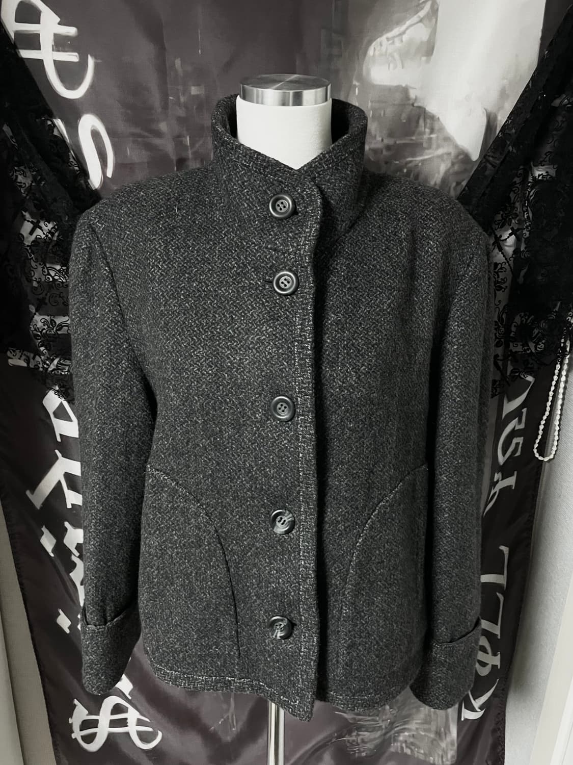 Jpn 빈티지 버튼 자켓 캐시미어 일녀모리걸스즈코히피코이세이오스나계 상품이미지2