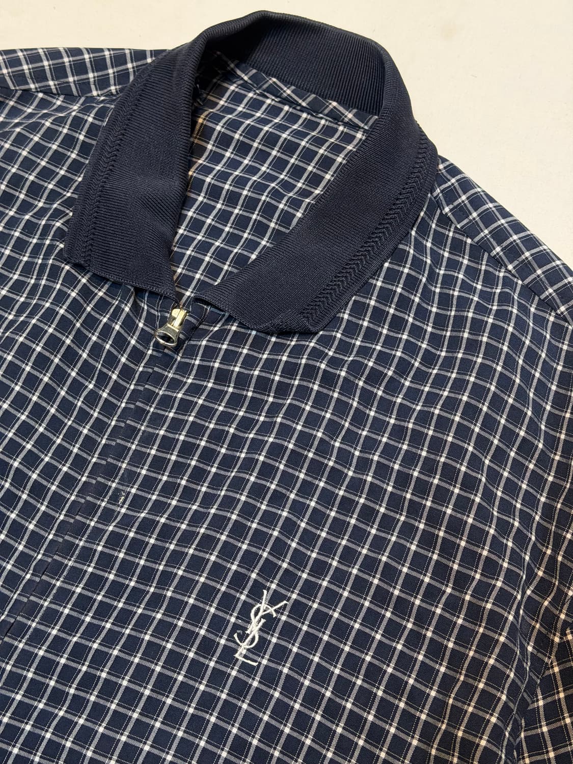 90s YSL 입생로랑 체크패턴 블루종 봄버자켓 상품이미지2