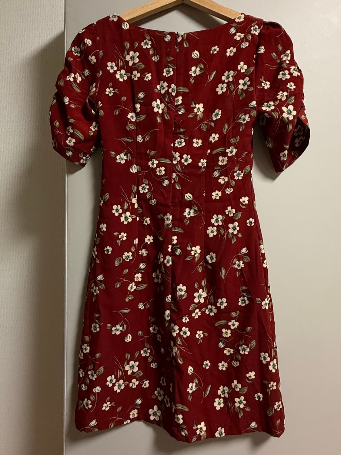 GUKA 꽃무늬 브이넥 반팔 원피스 버건디 상품이미지2
