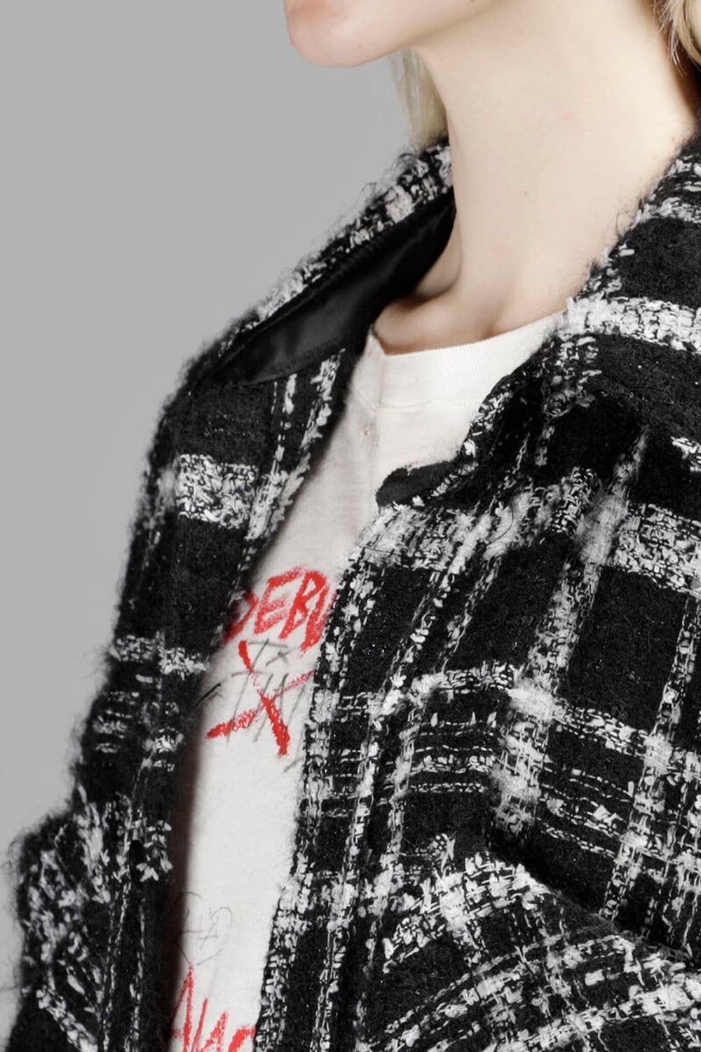 페이스커넥션 트위드 셔츠 검흰 L사이즈 판매 상품이미지7