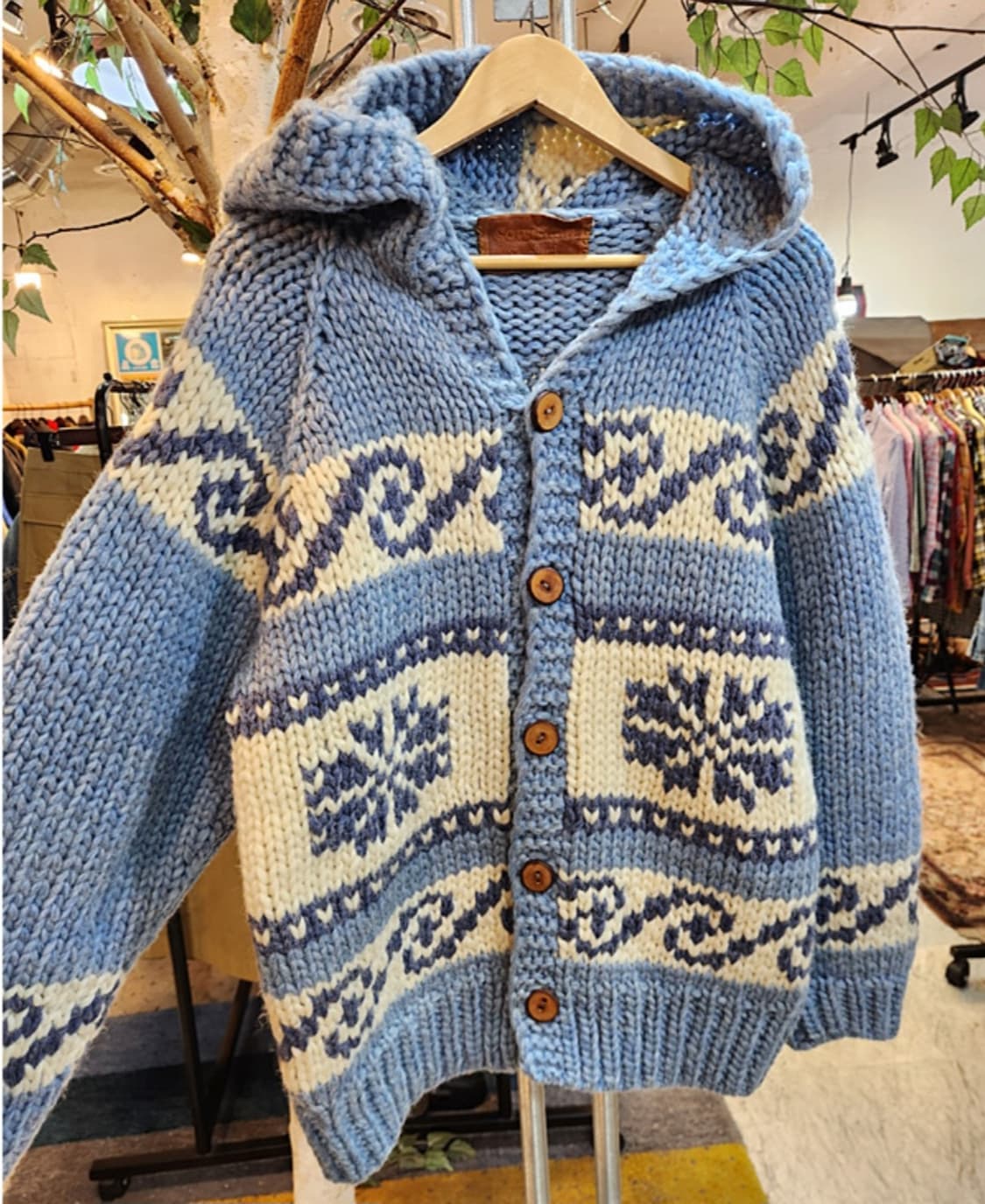 캐나다 핸드메이드 양모 인디언 코위찬 후드 스웨터 cowichan 상품이미지5