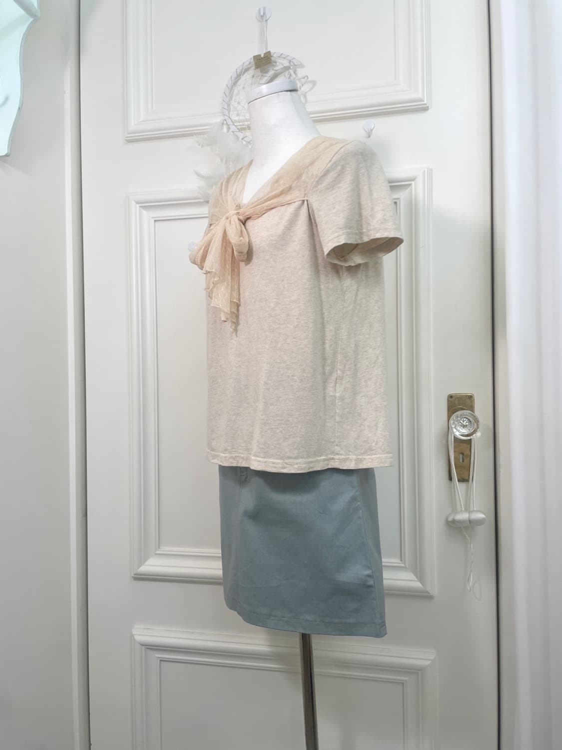 mint denim lace point midi skirt 상품이미지7