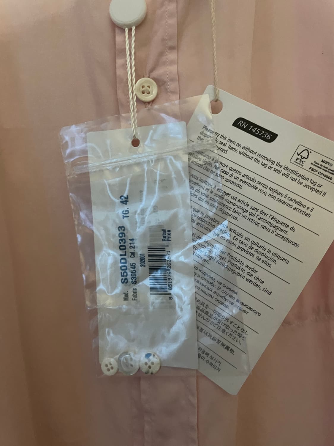 마르지엘라 연핑크 셔츠 42 새상품 상품이미지3