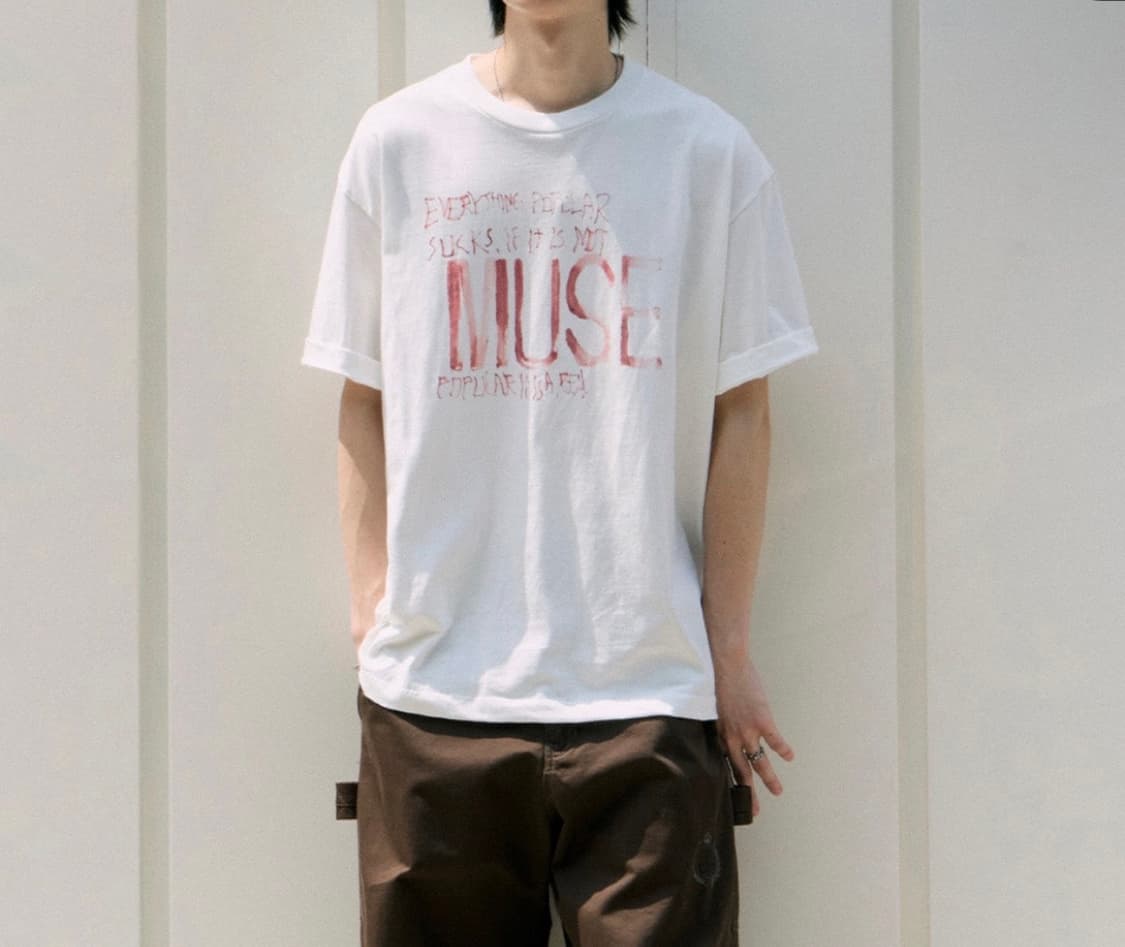 (2) 폴리테루 marka muse 1/2 tee 유즈드 화이트 상품이미지1