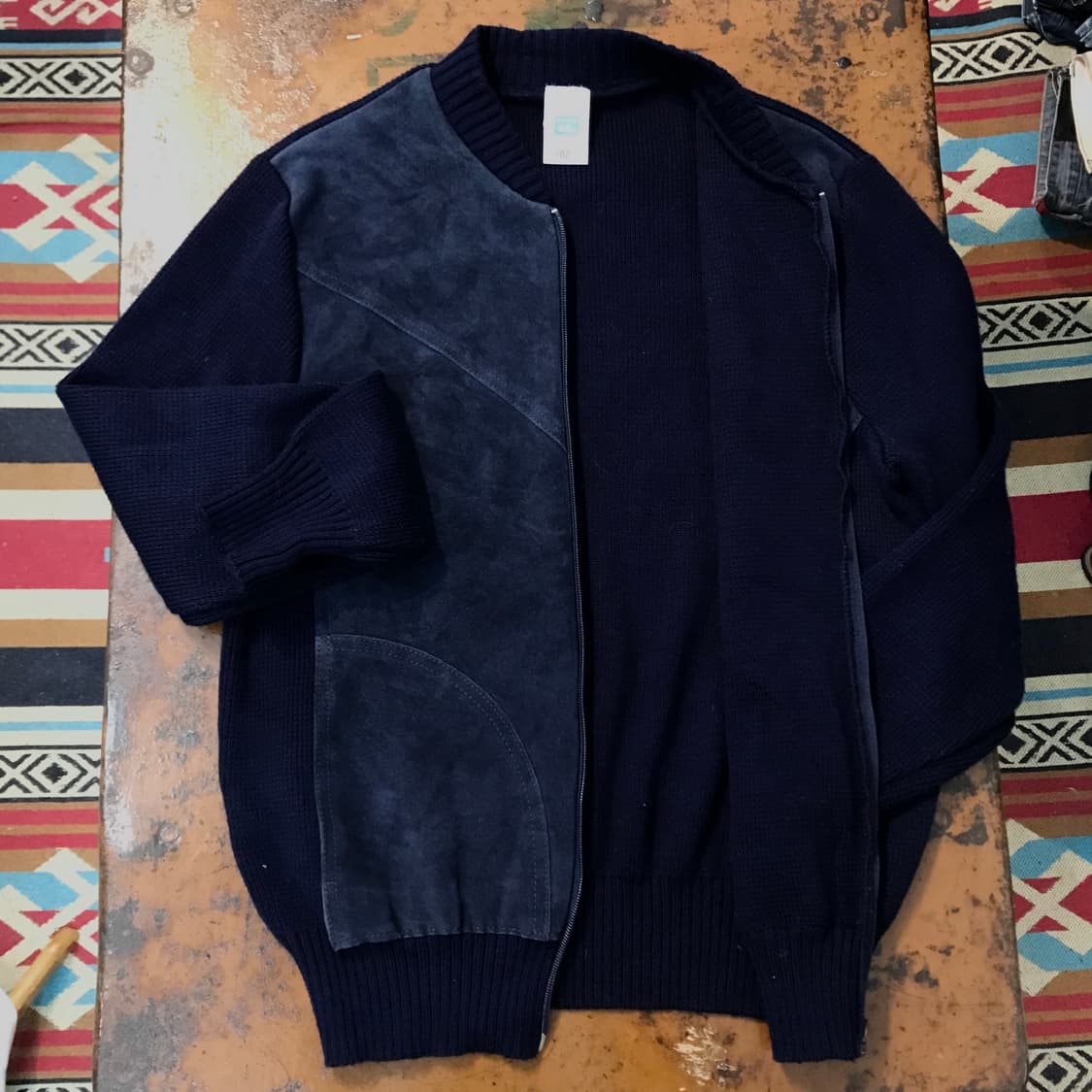UK VTG 네이비 스웨이드 아크릴 집업 자켓 남성 102 여성 루즈핏  상품이미지5