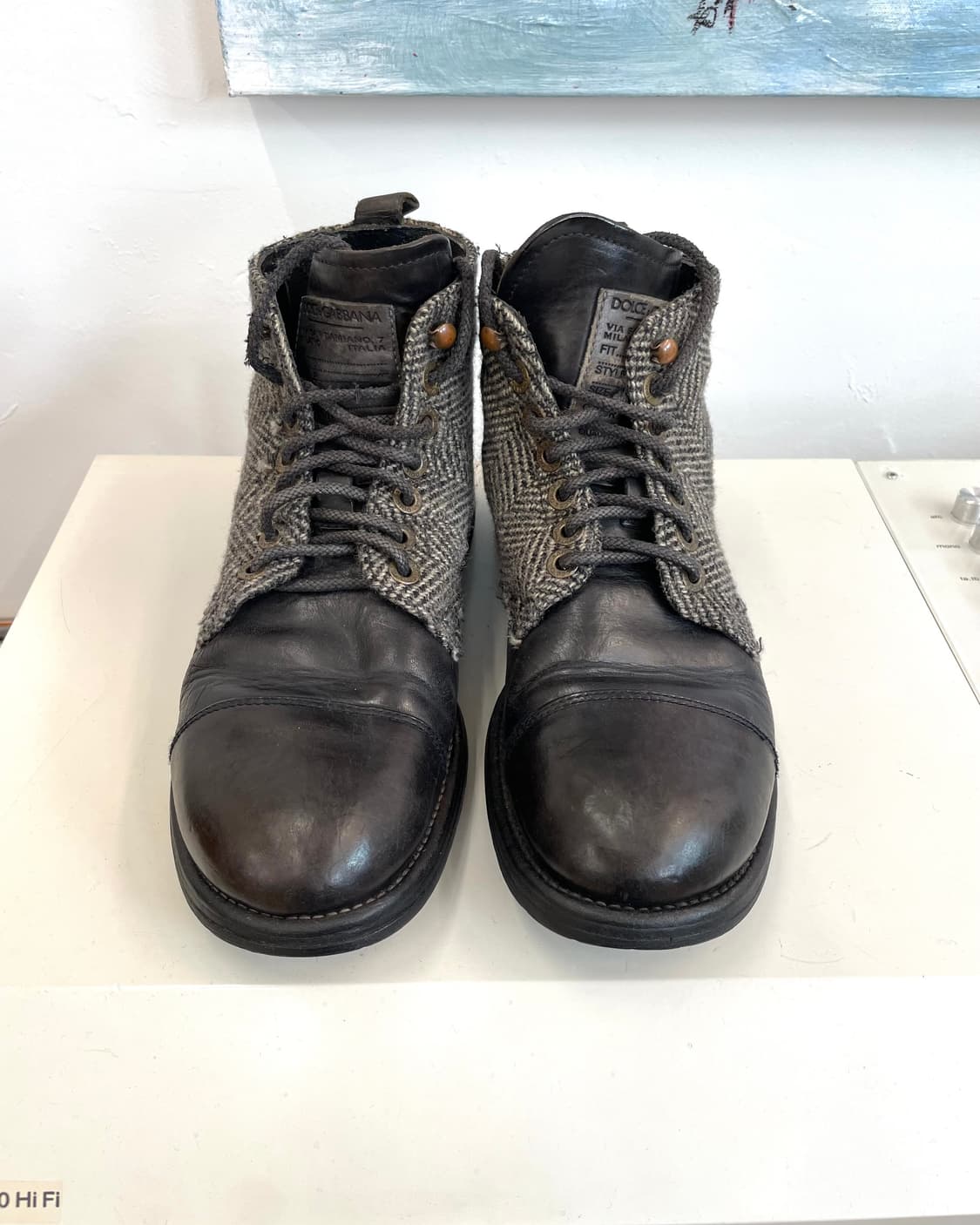 [250] 돌체앤가바나 헤링본 울 / 레더 부츠 상품이미지3
