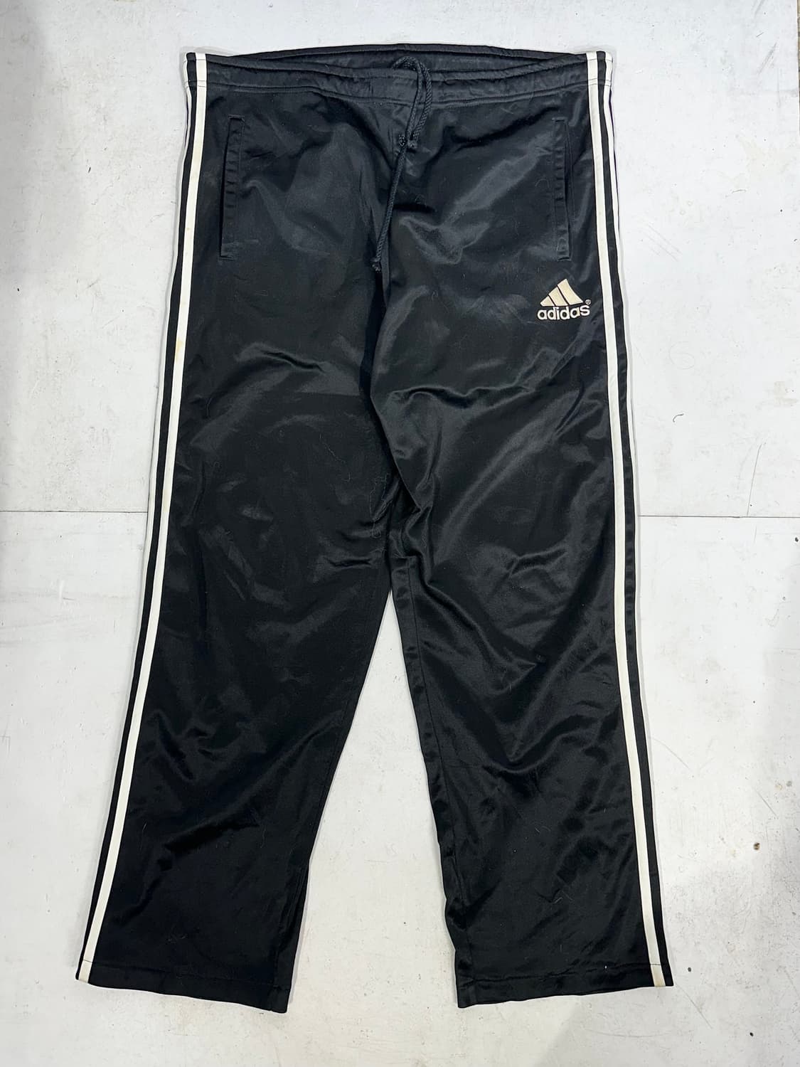 90s 아디다스 대대장 블랙 삼선 와이드 추리닝 바지 트레이닝 팬츠 L 상품이미지4