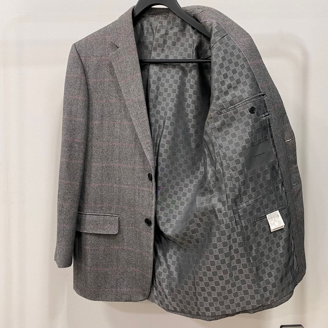 지방시 울 캐시미어 실크 체크 싱글 블레이저 상품이미지8