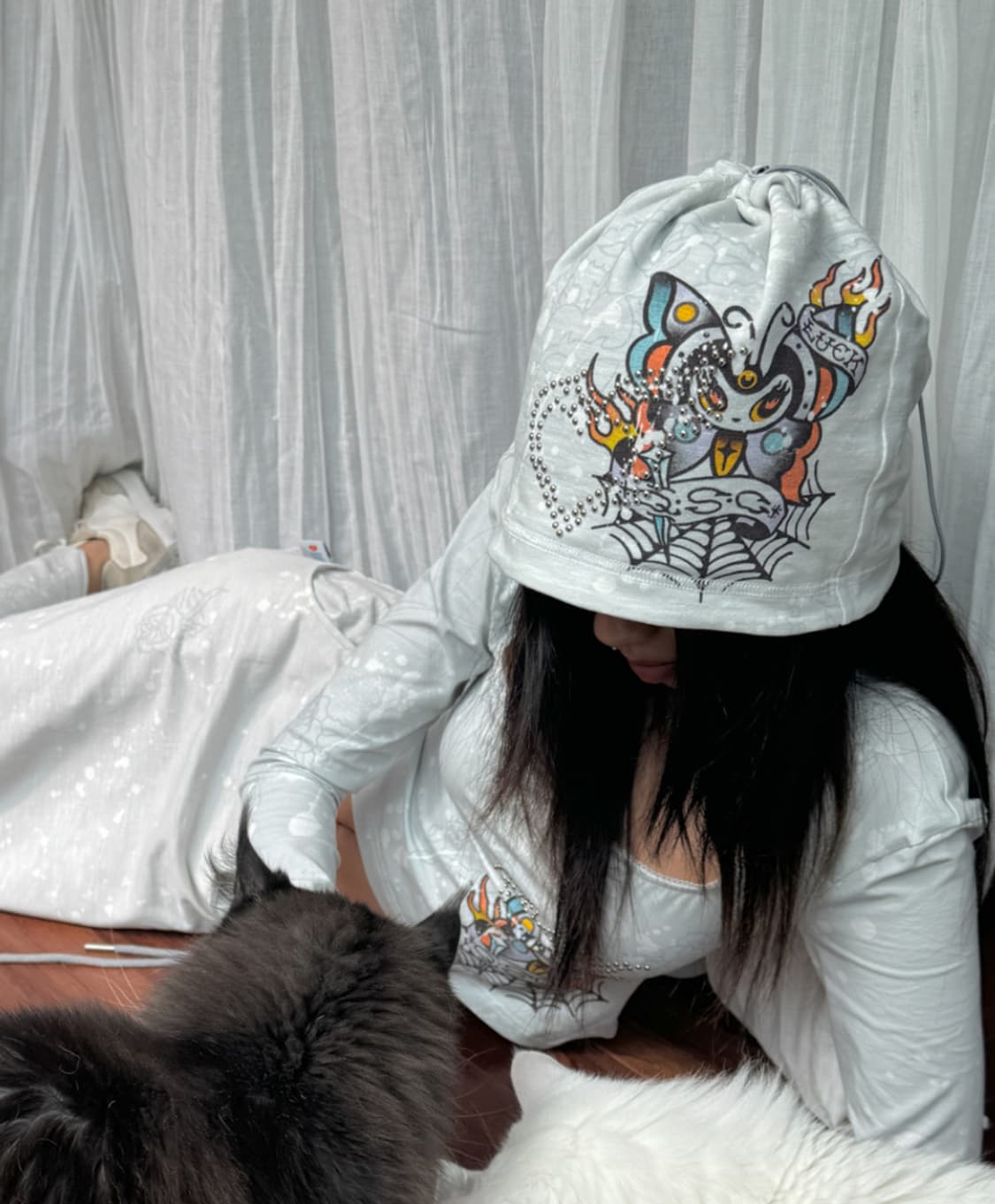 QSC Rose Painting Cotton Hat 상품이미지6