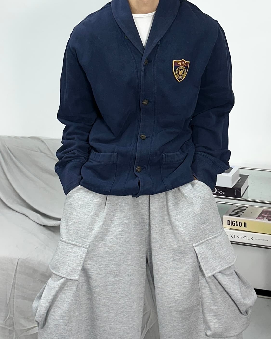 폴로 랄프로렌 숄카라 패치 가디건 XL 상품이미지1