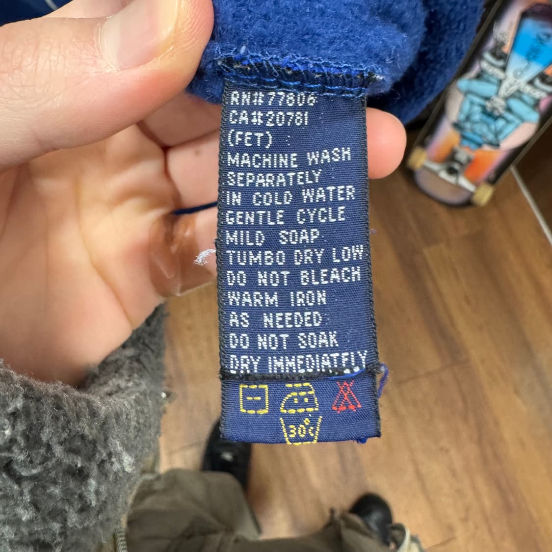 90s 타미힐피거 스냅 버튼 오버플리스 전면 빅플래그 포인트 블루 상품이미지8