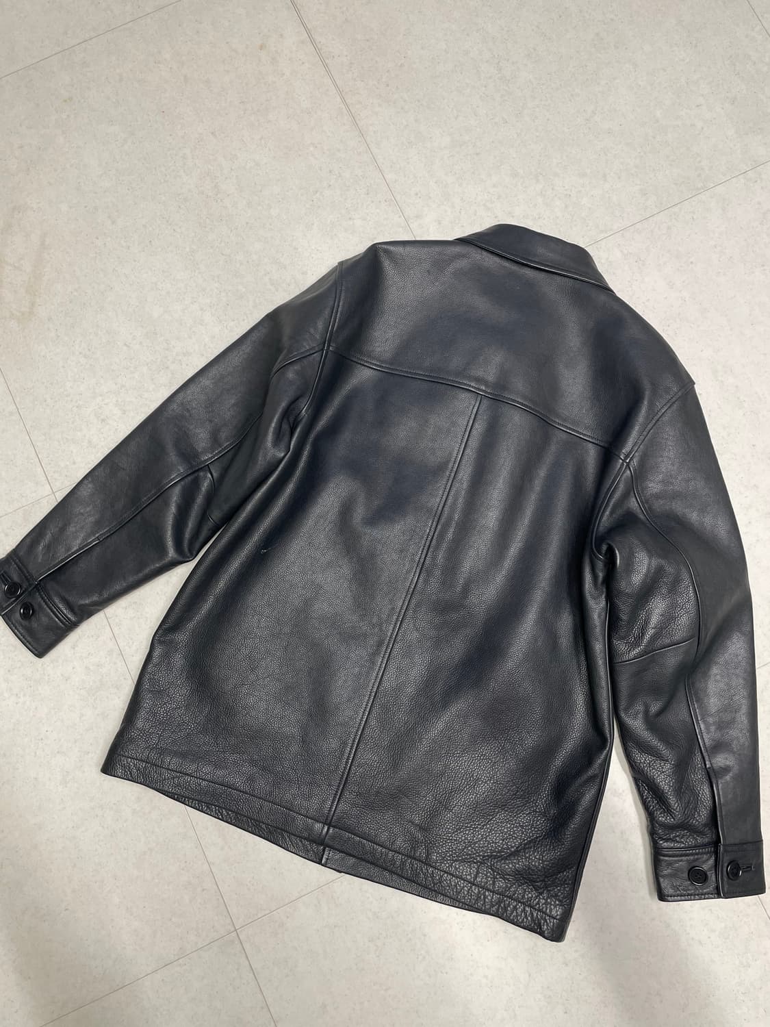 [M] 올드 갭 레더 카코트 블랙 상품이미지3