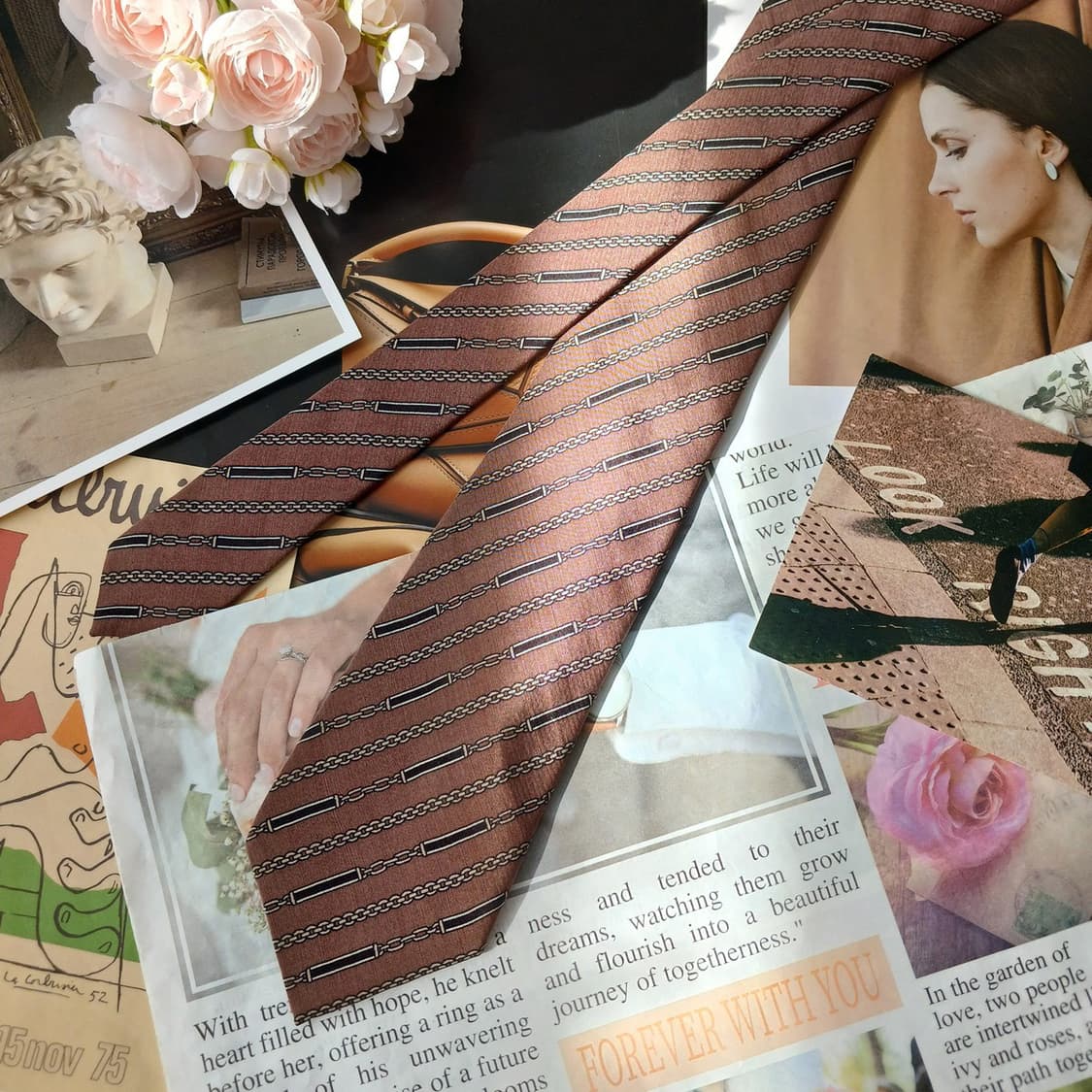 발리 실크 울 체인 패턴 넥타이 8.1cm B등급 A19648 상품이미지3