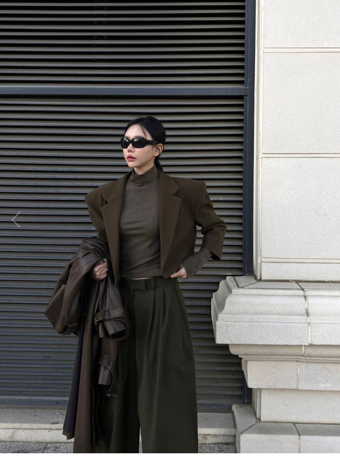 새상품) 랑거 langer 스퀘어 숏 자켓  카키 브라운 상품이미지5