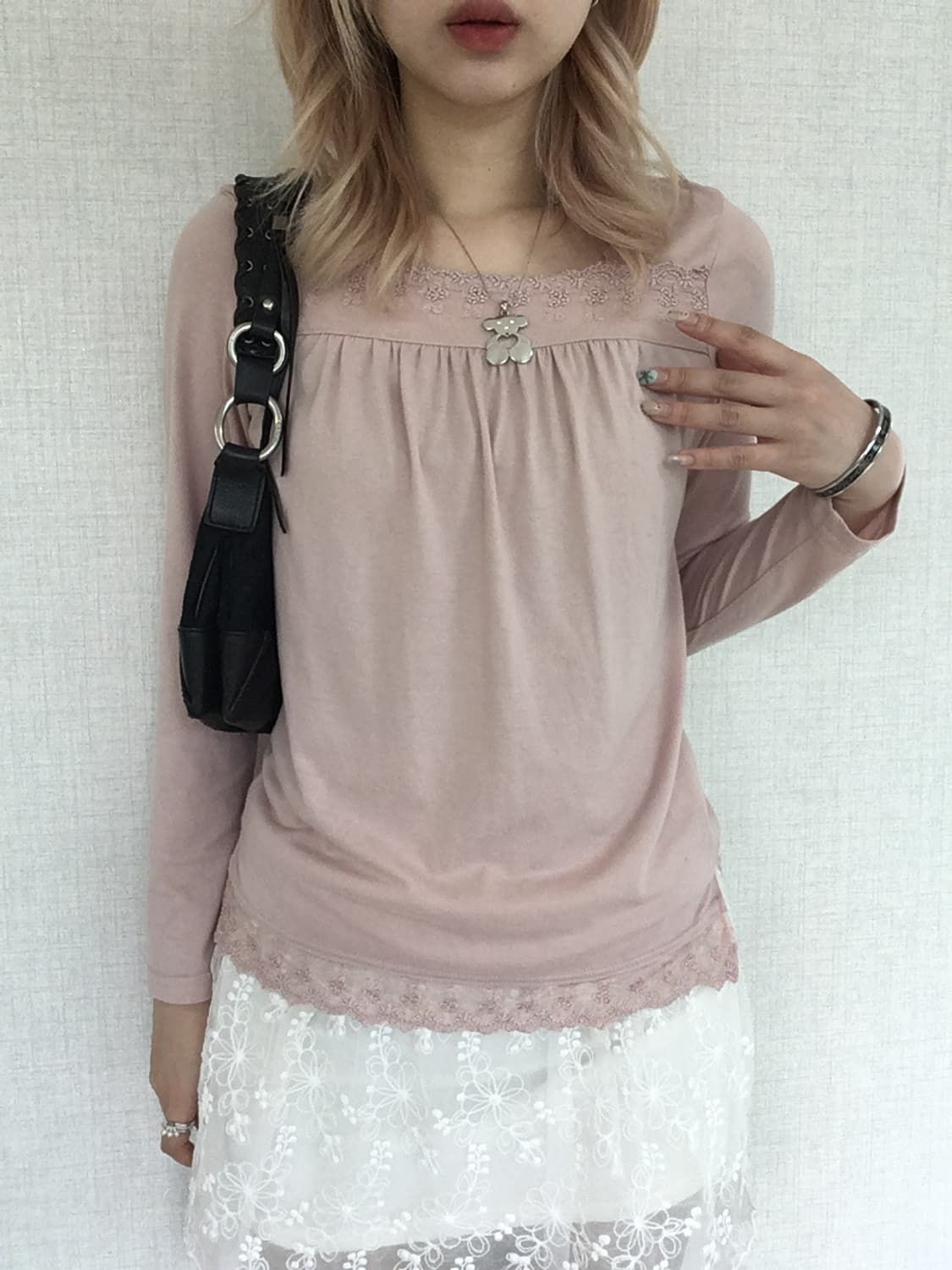 jpn vintage pink lace long sleeve 상품이미지1