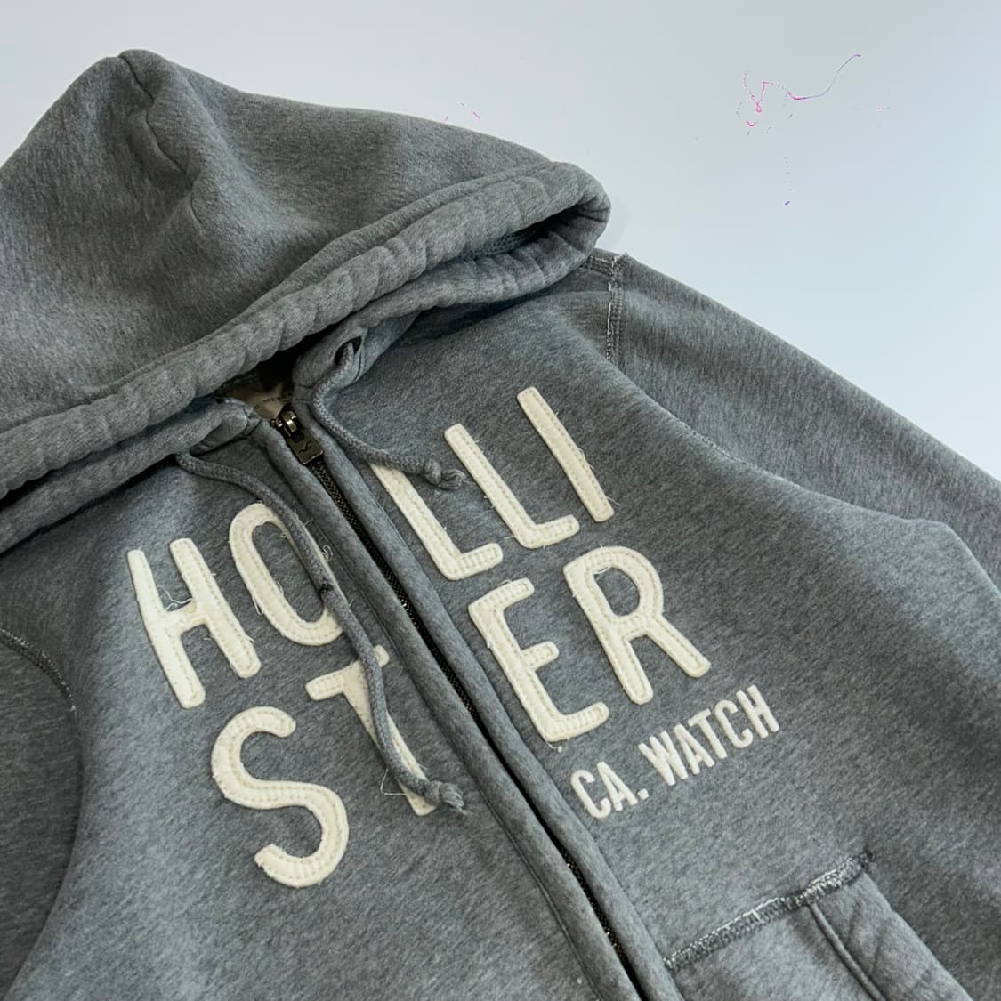 Hollister 홀리스터 아이보리 로고 그레이 후드집업 상품이미지6