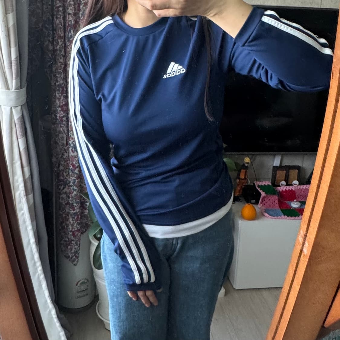 아디다스 네이비 삼선 기능성 티셔츠 90 상품이미지2