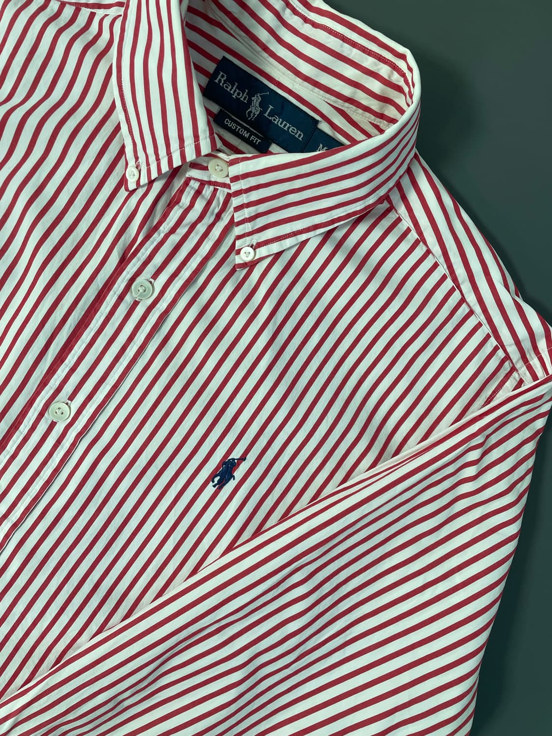 [M] 폴로 랄프로렌 코튼 자수포니 스트라이프 셔츠 커스텀 핏 상품이미지4