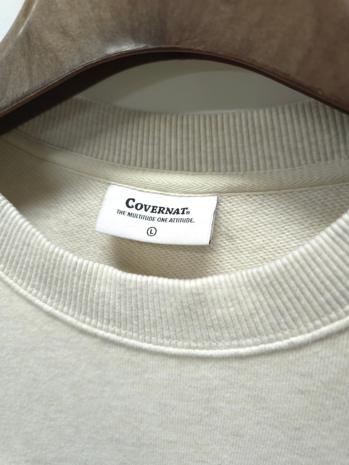 커버낫 그린자수 로고 맨투맨 오트밀 (105~110) 상품이미지4