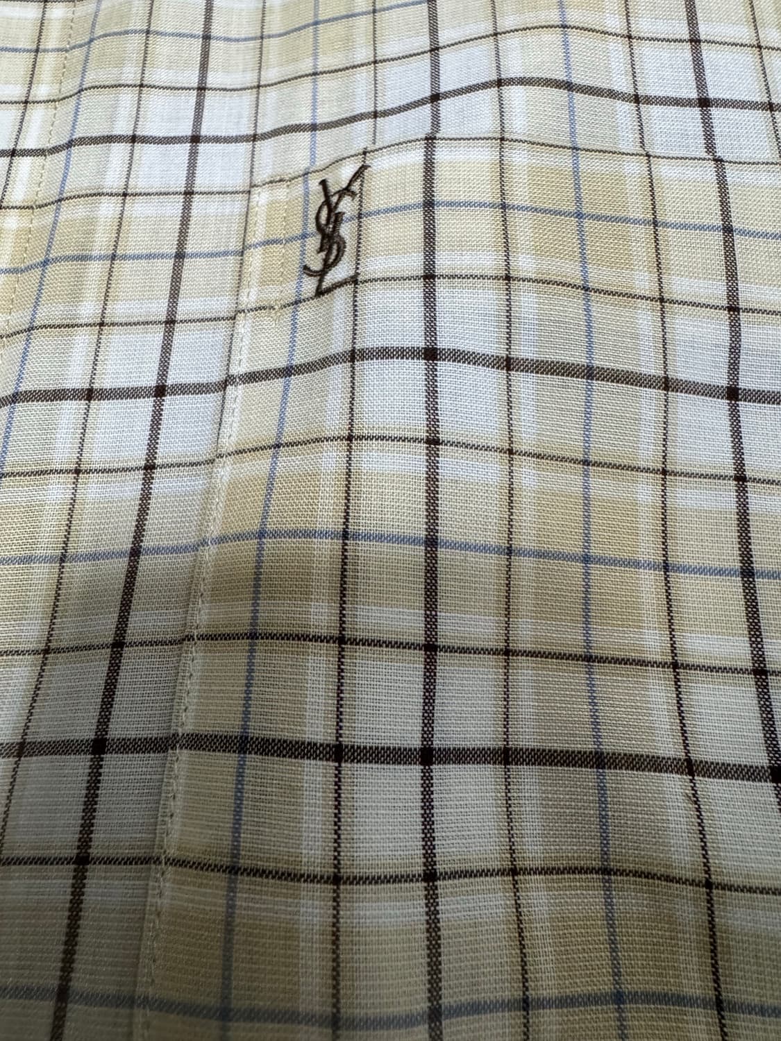•YSL pour homme 베이지 린넨 체크 셔츠 상품이미지3