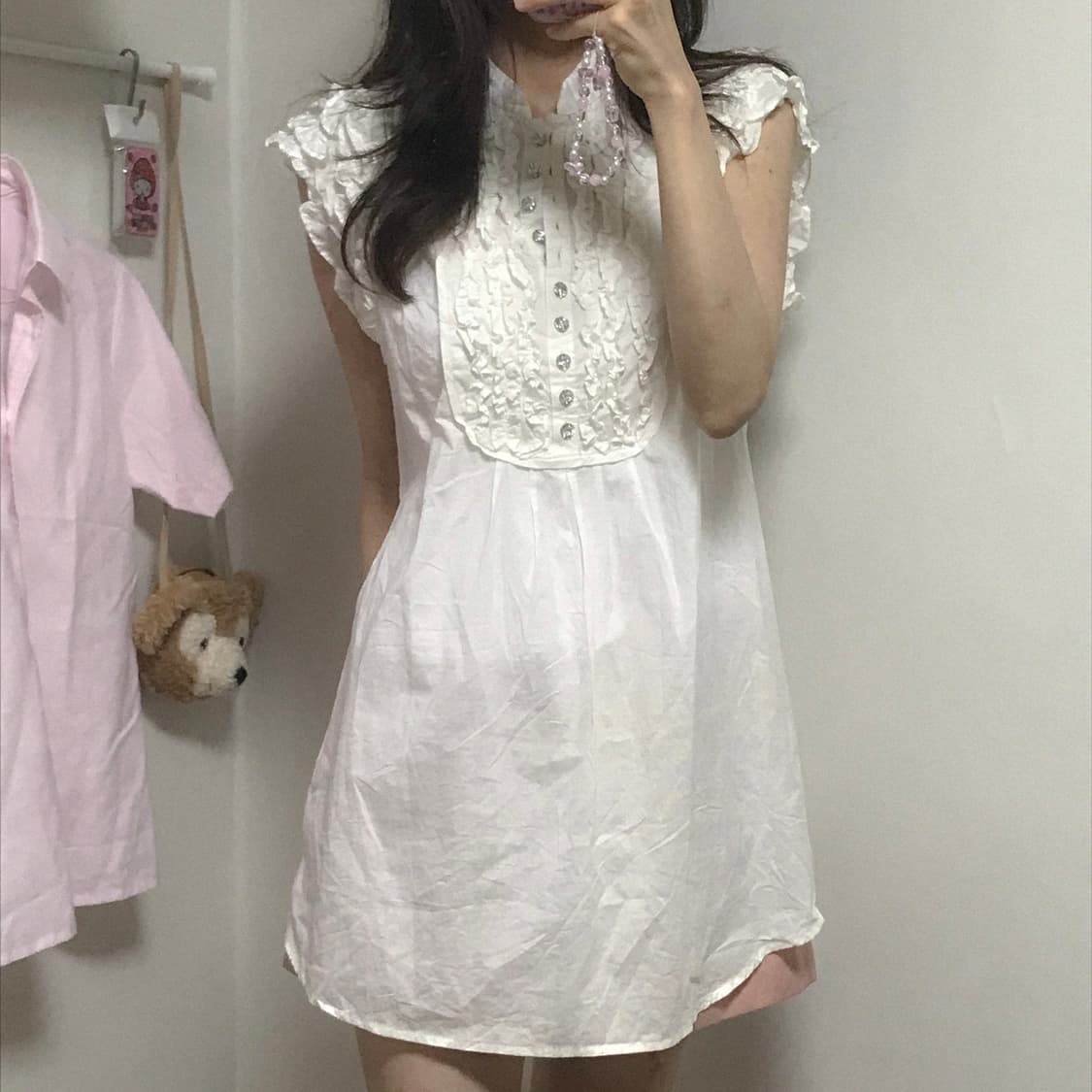 빈티지 러플 보석 화이트 블라우스 달천깔 히메갸루 로걀 라떼 긱시크 고디 상품이미지1