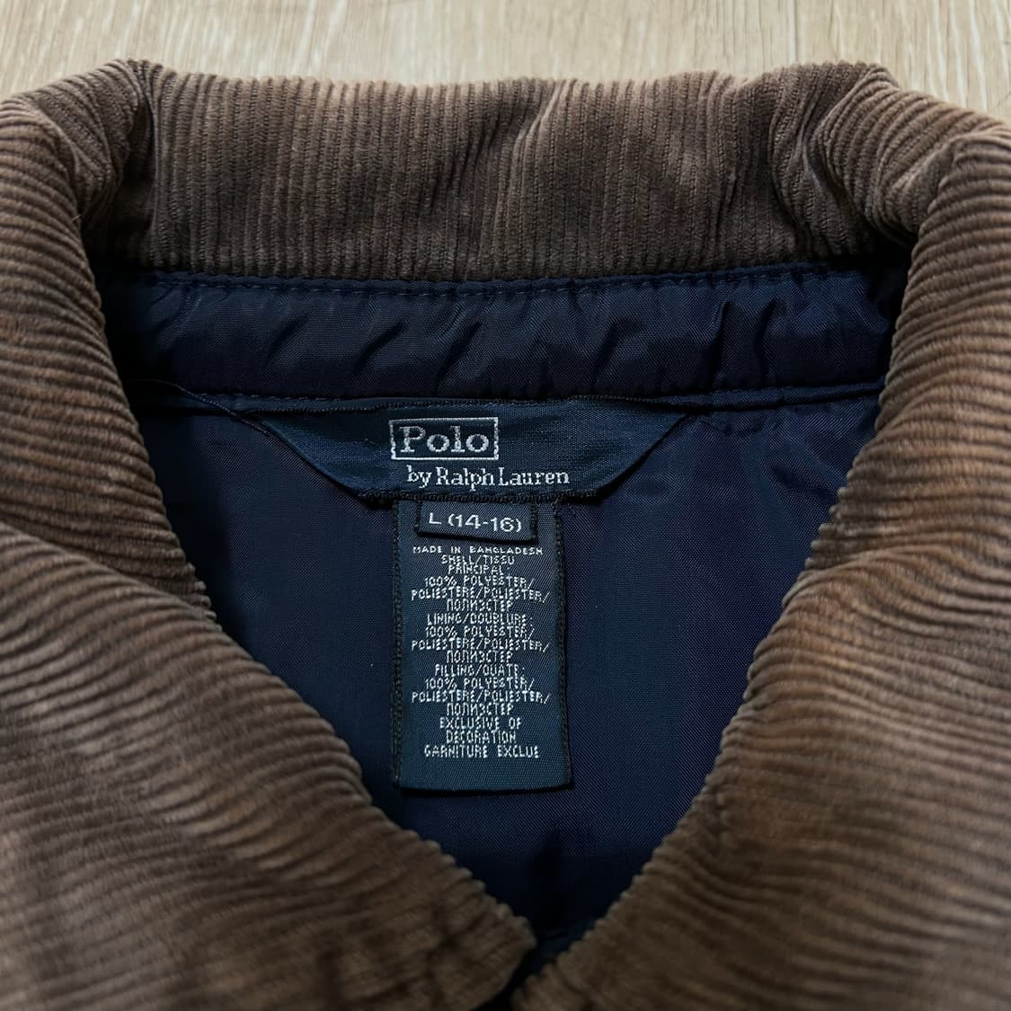 폴로 랄프로렌 보이즈 코듀로이 카라 퀼팅자켓 L 14-16  상품이미지5