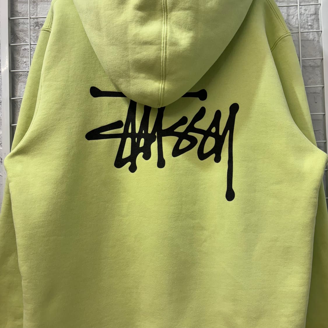 스투시 베이직 빅 로고 라임 후드티 M 상품이미지3