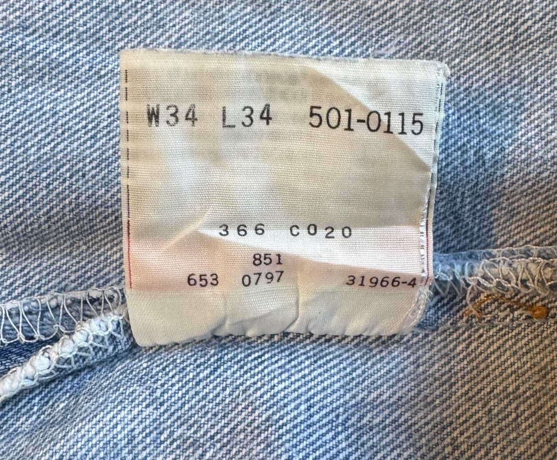 90s usa 빈티지 리바이스 501 데님 34(32~33) (579) 상품이미지5