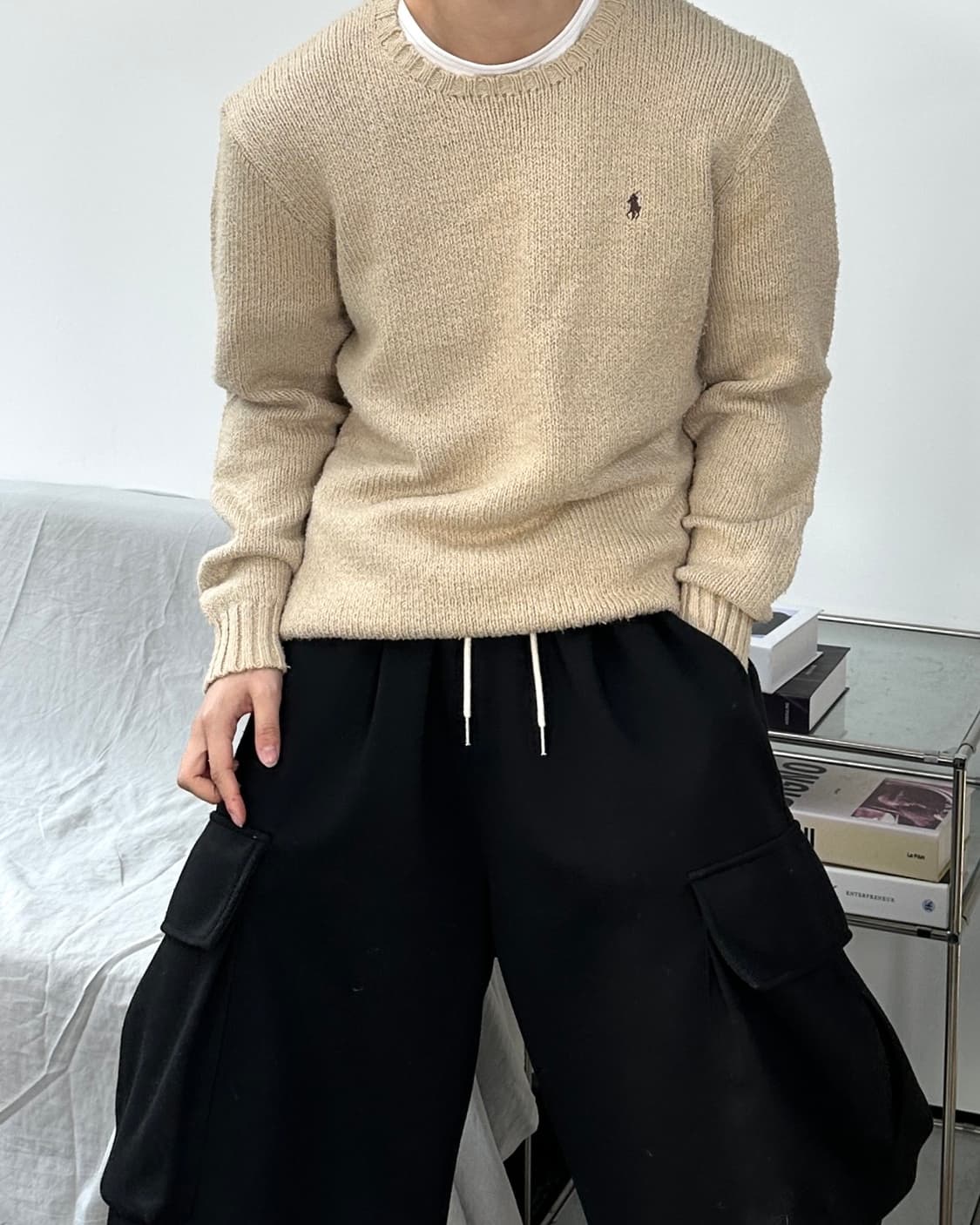 폴로 랄프로렌 코튼 베이지 니트 L 상품이미지2