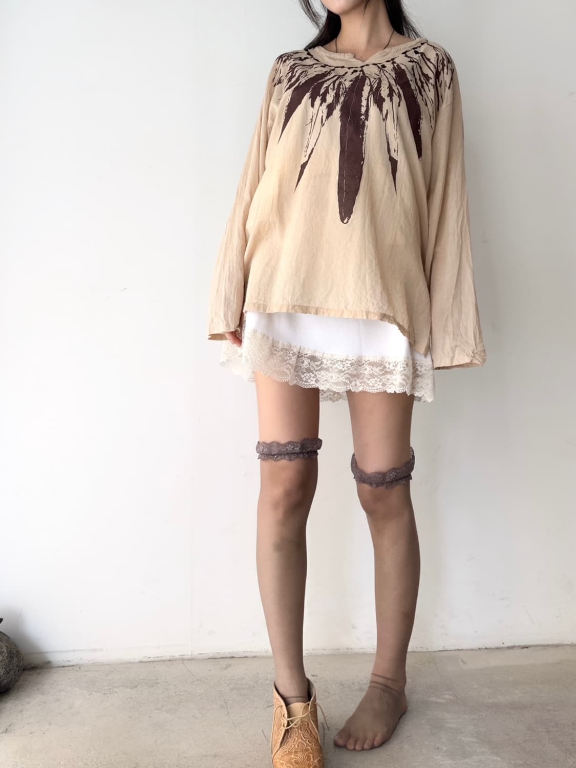 Oriental leaf summer top / beige 상품이미지6