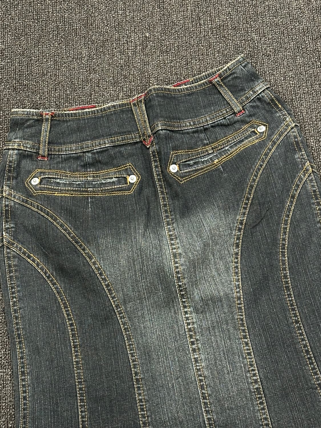 87)Japanese vintage 워싱 스티치 미디 스커트 상품이미지4