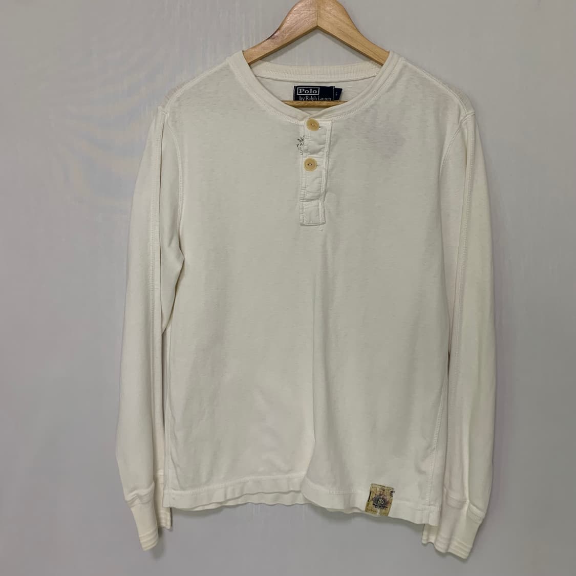 폴로 랄프로렌 버튼 헨리넥 롱슬리브 긴팔 티셔츠 아이보리 남성 S 상품이미지2