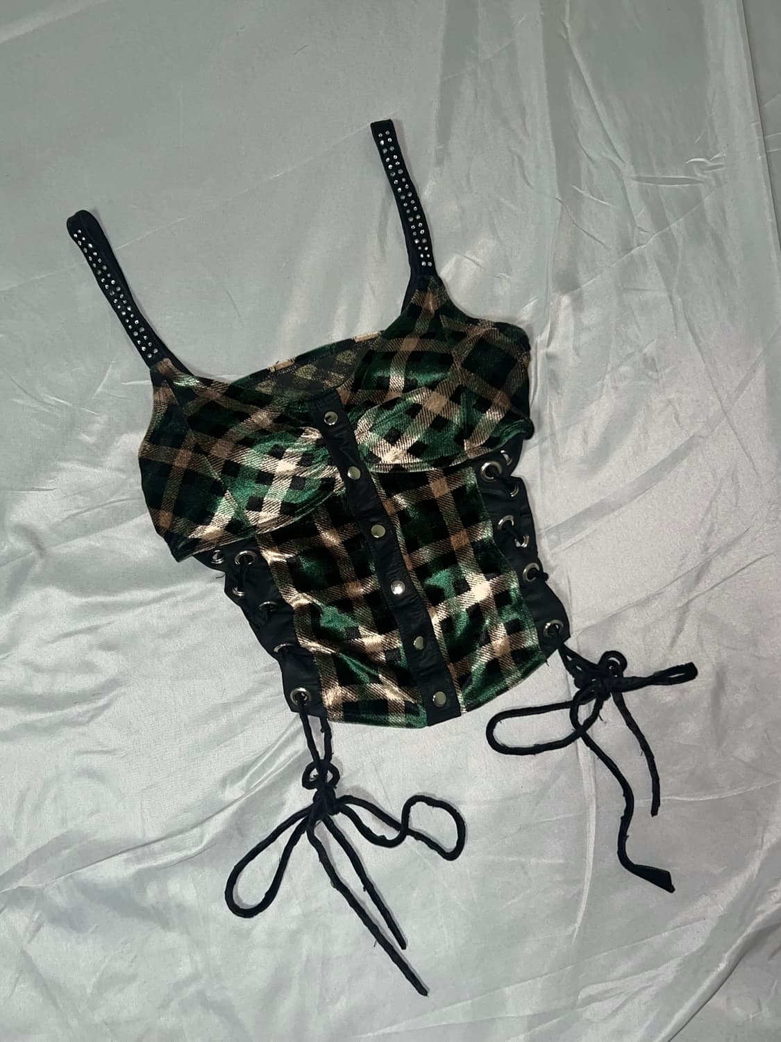 ✨vintage punk velvet sleeveless 아일렛 체크✨ 상품이미지1