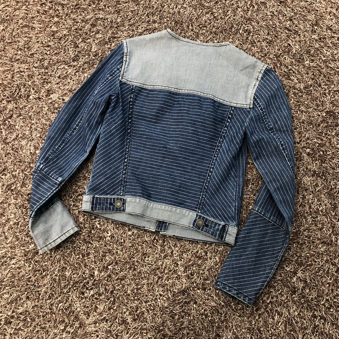 아르마니 익스체인지 논카라 스트라이프 데님 자켓 상품이미지4