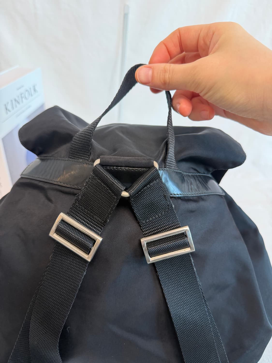 정품 프라다 나일론 투포켓 백팩 블랙 미디움 상품이미지9