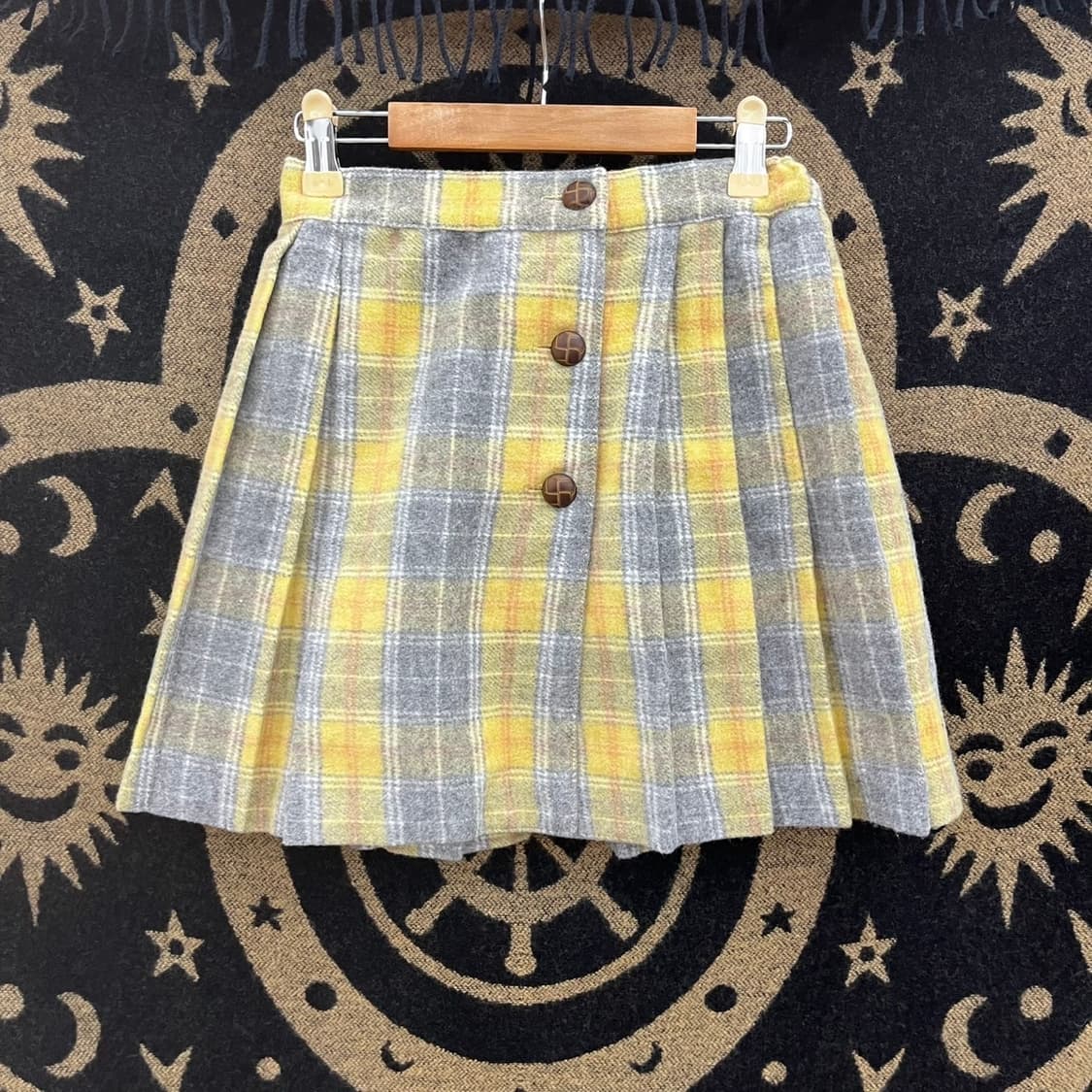 빈티지 코지 모리 단추 체크 하이틴 플리츠 마이크로 스커트 K0139 상품이미지3