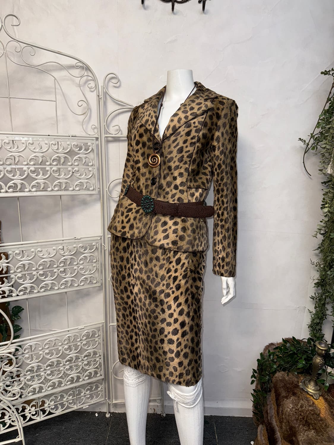 Brown leopard fur jk/sk setup 상품이미지2