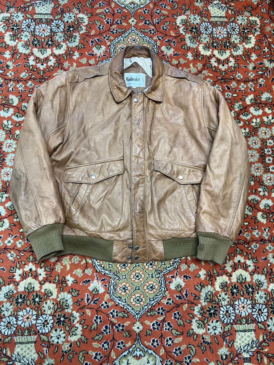 [L] Windbreaker 빈티지 리얼레더 A2 플라이트 자켓 브라운 상품이미지3