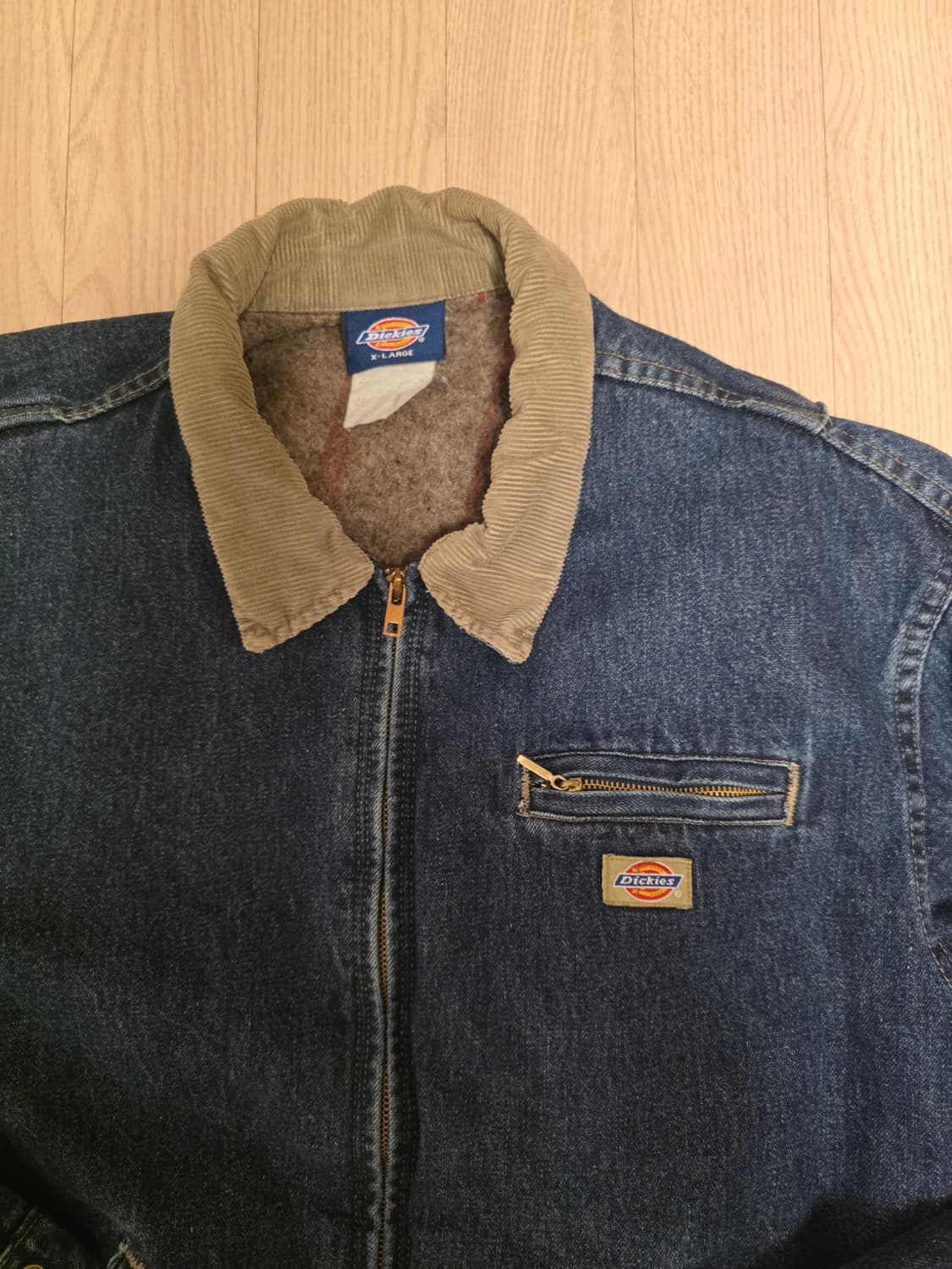 USA 빈티지 디키즈 데님 워크 자켓 코듀로이 카라 XL 110 상품이미지2
