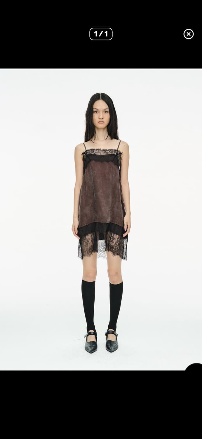 구해요)cerric 레이스 슬립 드레스 브라운 상품이미지1